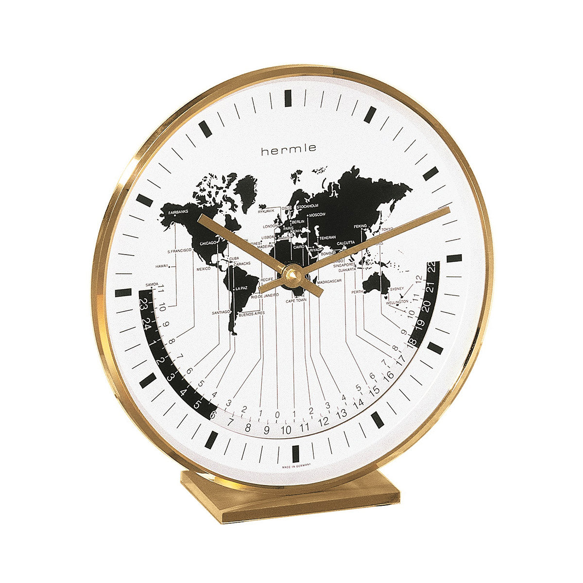 Modern Brass Buffalo World Map Timezone Table Clock – Hermle North