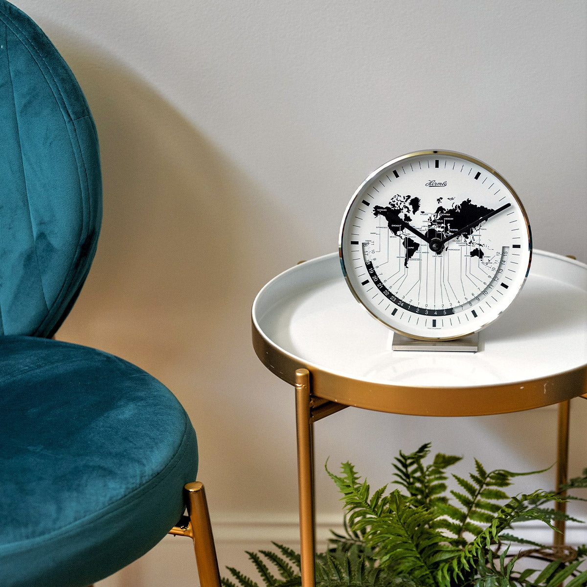 Modern Brass Buffalo World Map Timezone Table Clock – Hermle North
