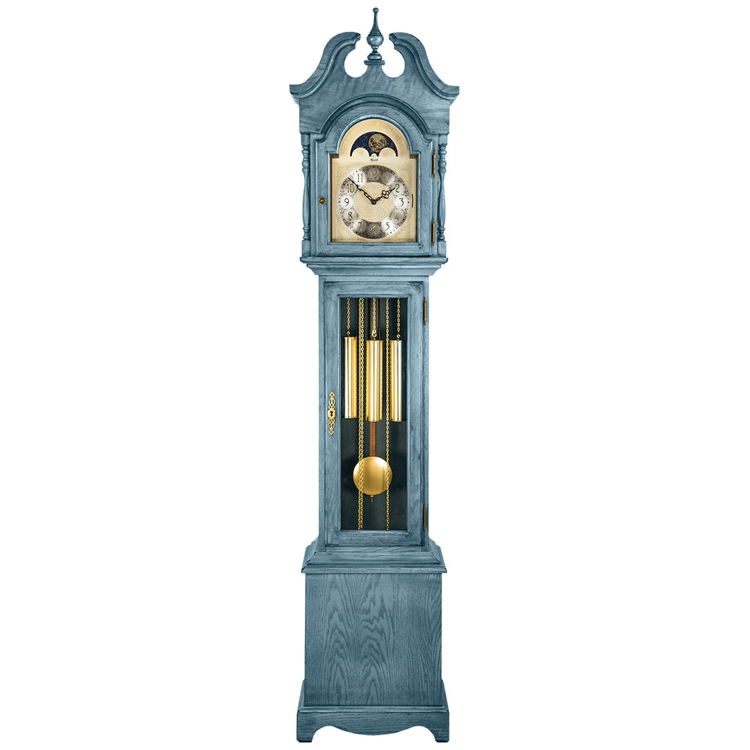 Blue Alexandria grandfather clock on white background