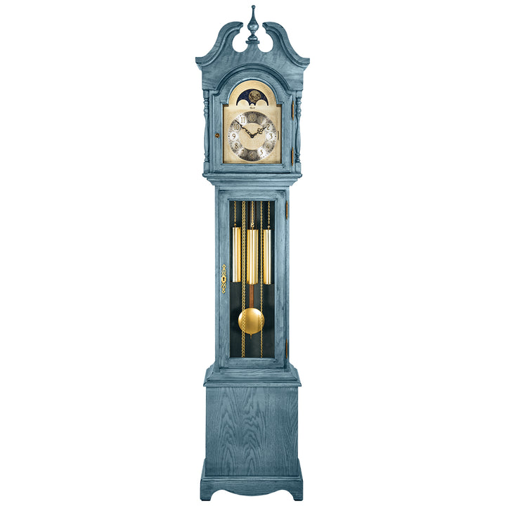 Blue Alexandria grandfather clock on white background