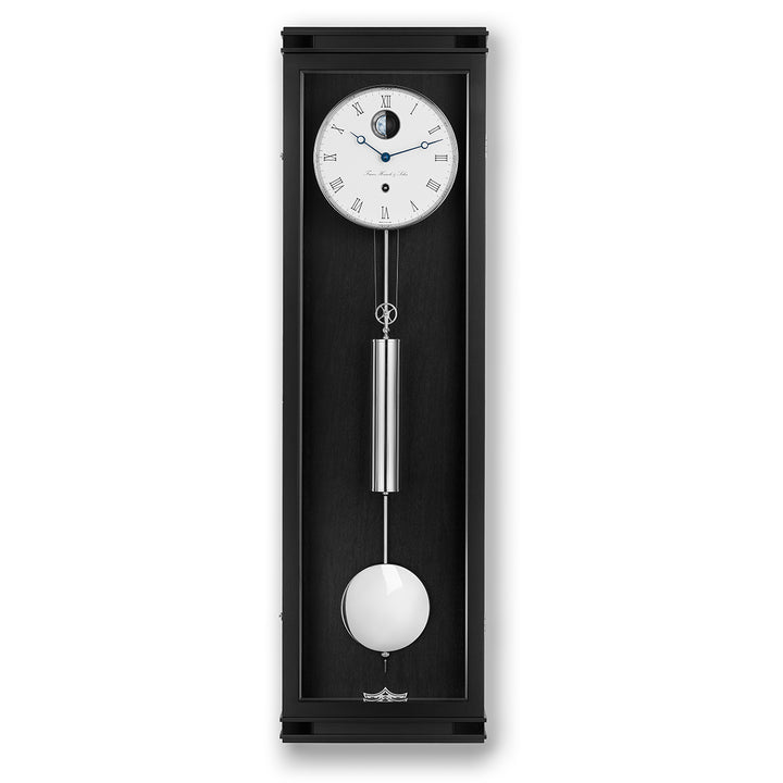 Hermle wall clock with pendulum on a white background