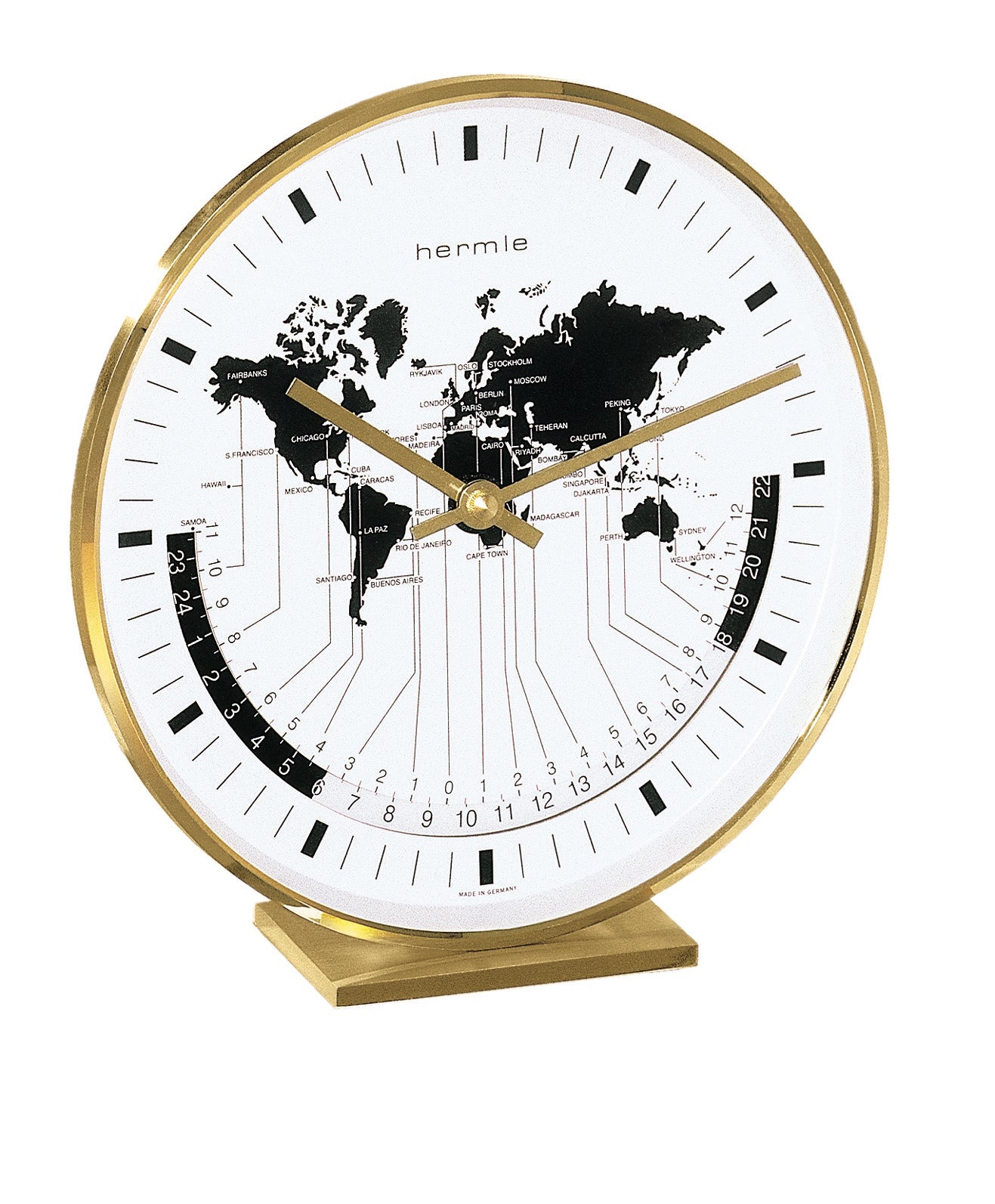 Modern Brass Timezone Buffalo Clock Table Map World