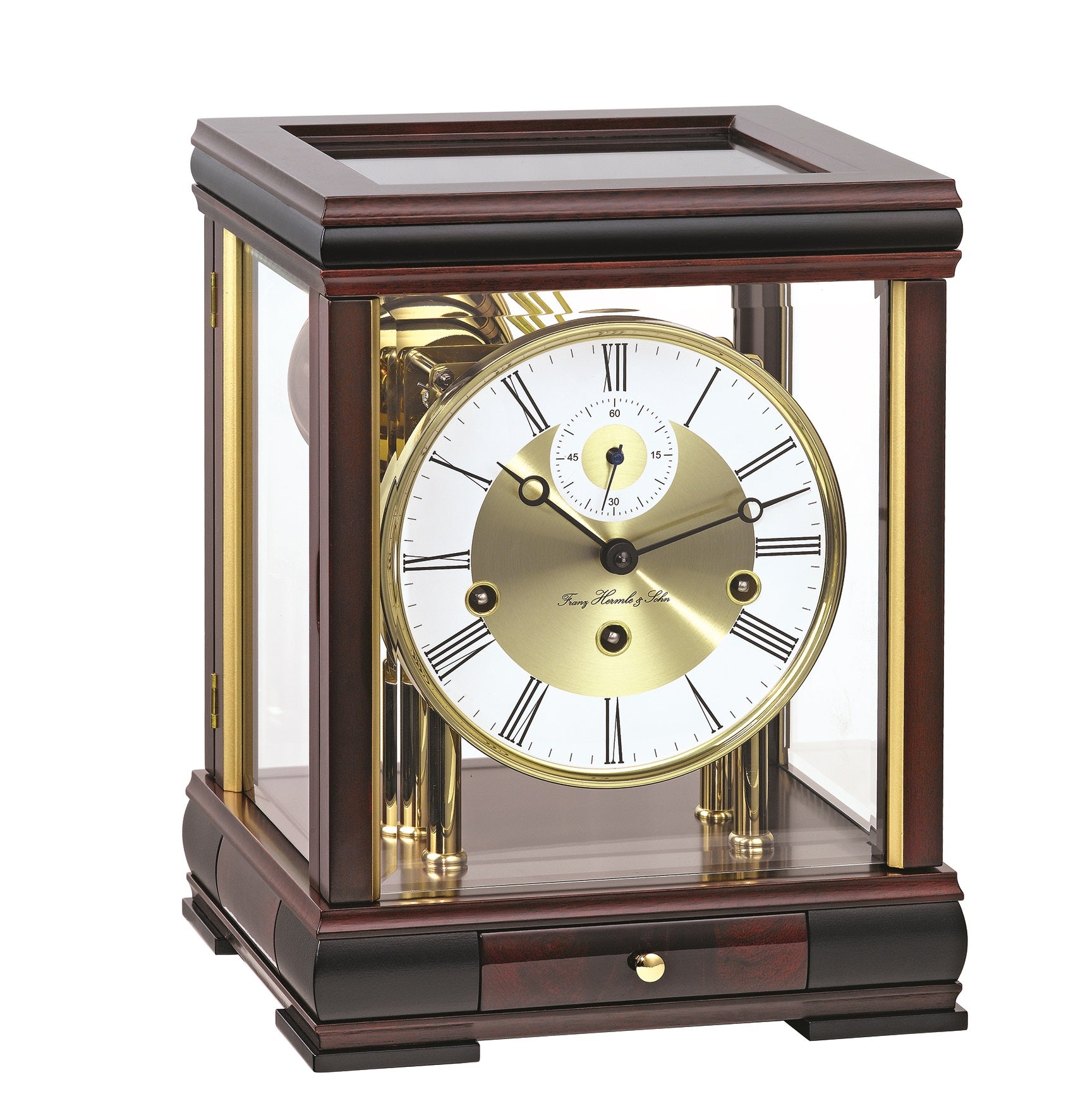 Hermle BUFFALO - Mantel Clock - Nickel & Brass, Hermle, MANTEL