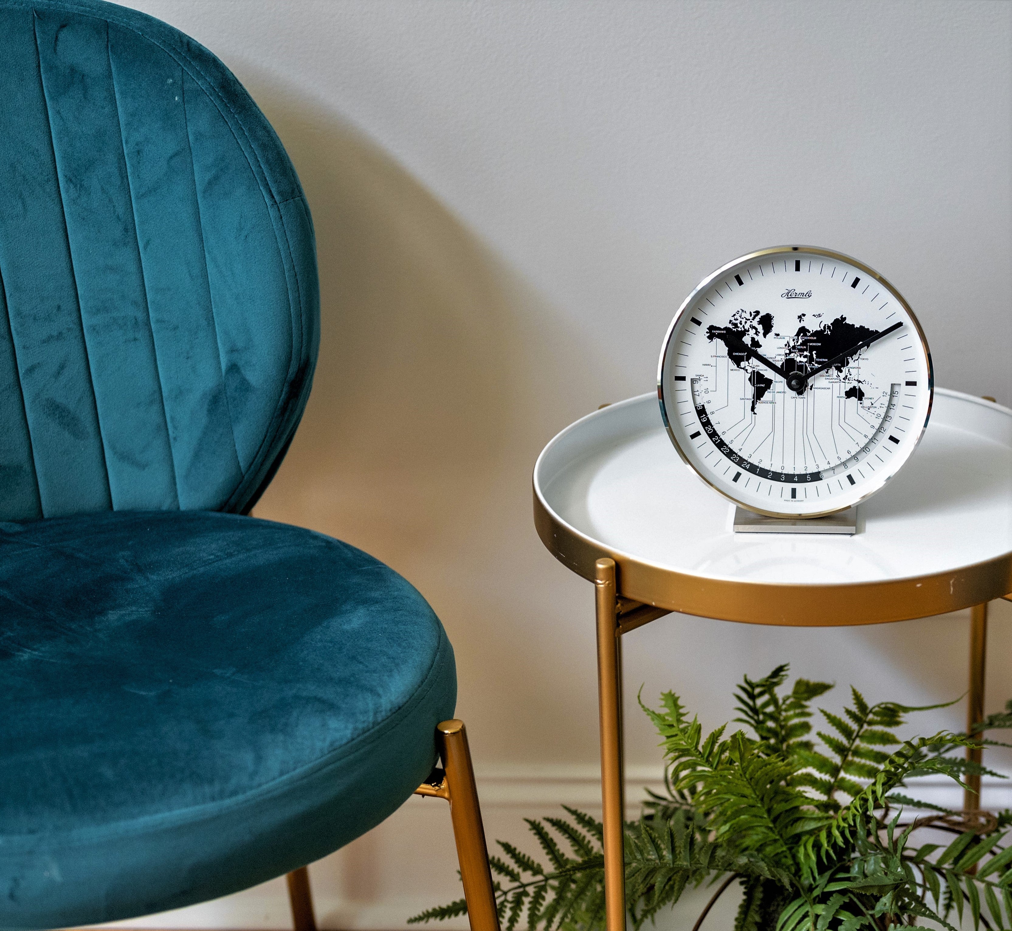 Modern Brass Table World Buffalo Timezone Map Clock