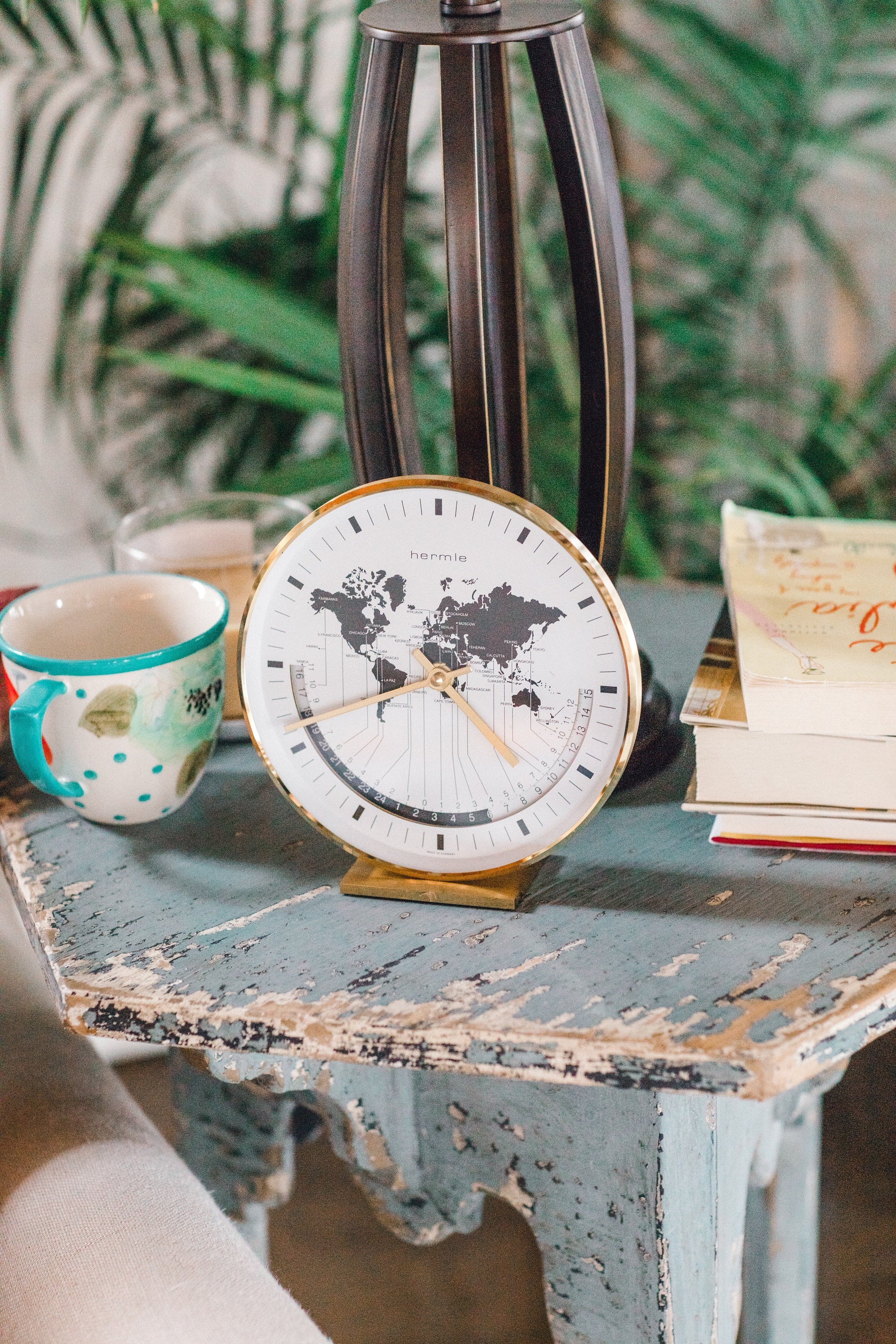 Modern Brass Buffalo World Map Timezone Table Clock – Hermle North