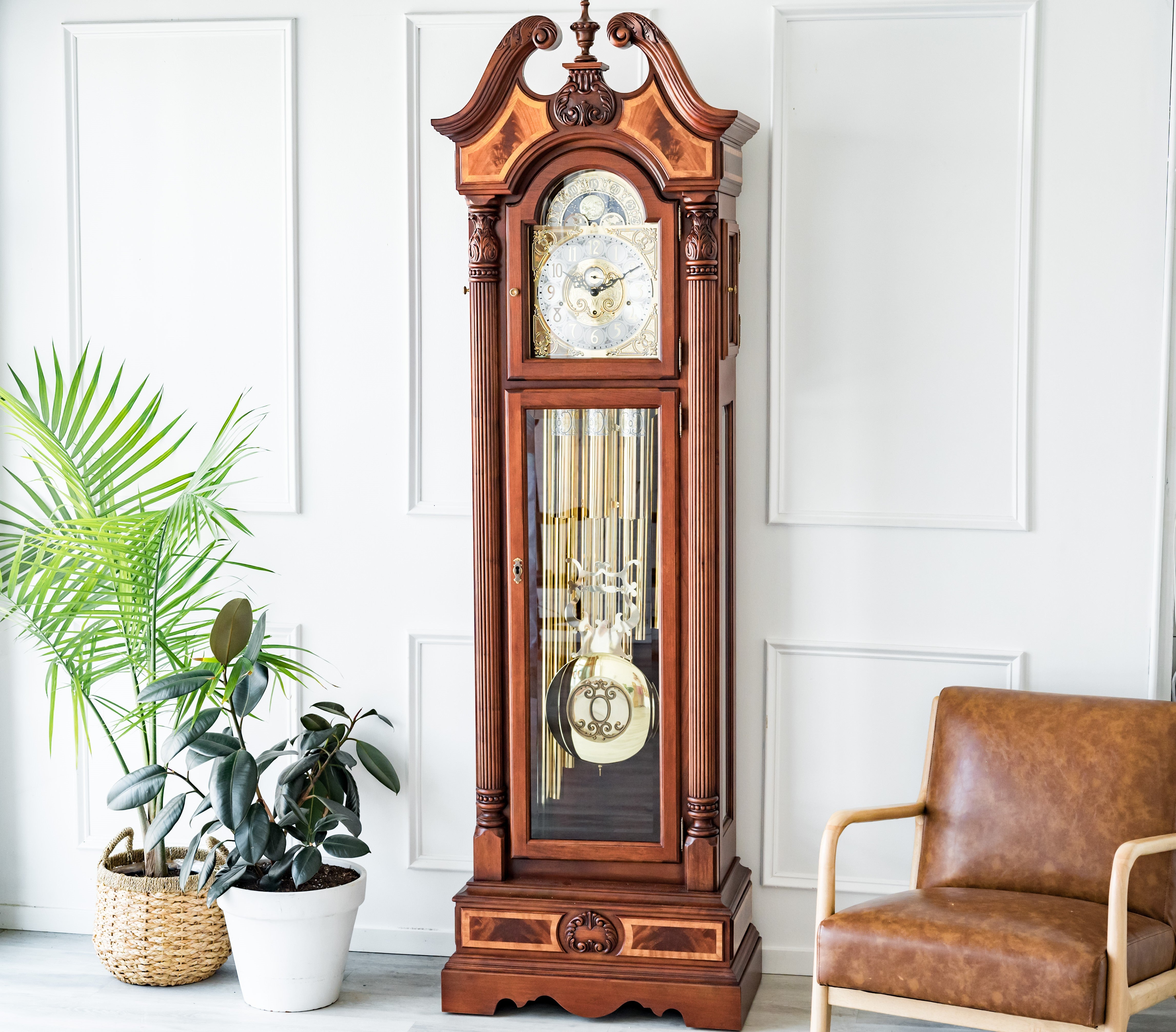 Inlaid Burl store Wood Clock