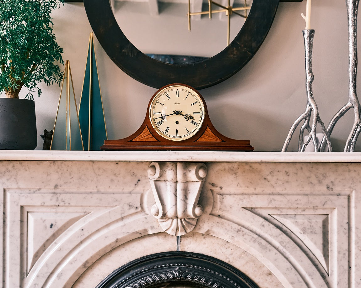 Bold transitional Remington Tambour Mantel Clock with Contrasting